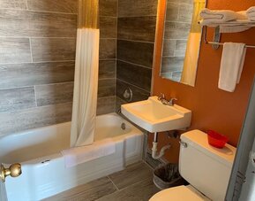 Guest bathroom at Stadium View Inn.