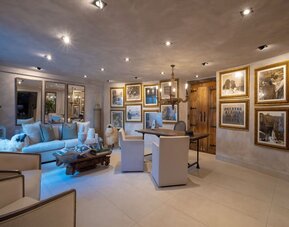 Lobby seating at Olive Boutique Hotel.