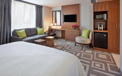 Day use room amenities at Hilton Garden Inn New York Central Park South Mid-town West.