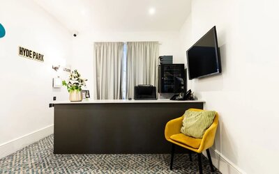 Front desk at The Chapter Hotels - J Hyde Park.