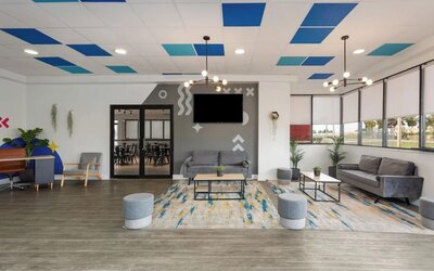 Lobby seating at Developer Inn Downtown Orlando.