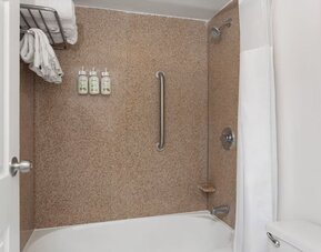 Guest bathroom at Developer Inn Downtown Orlando.