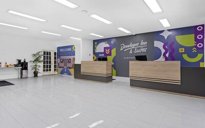 Welcoming reception area at Baymont By Wyndham Jacksonville Airport.