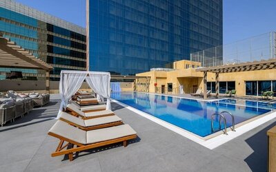 Outdoor pool at DoubleTree By Hilton Jeddah Al Andalus Mall.