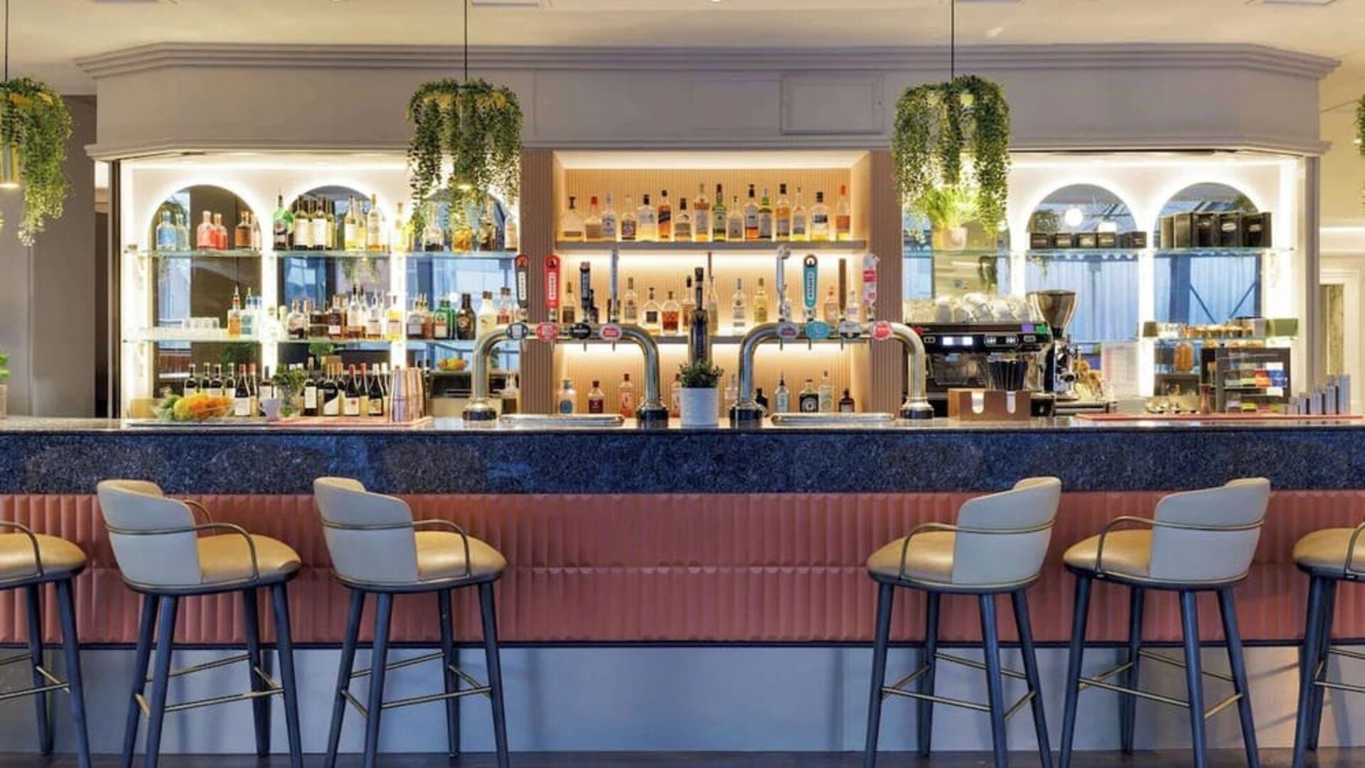 Hotel bar at Hilton Leeds City.