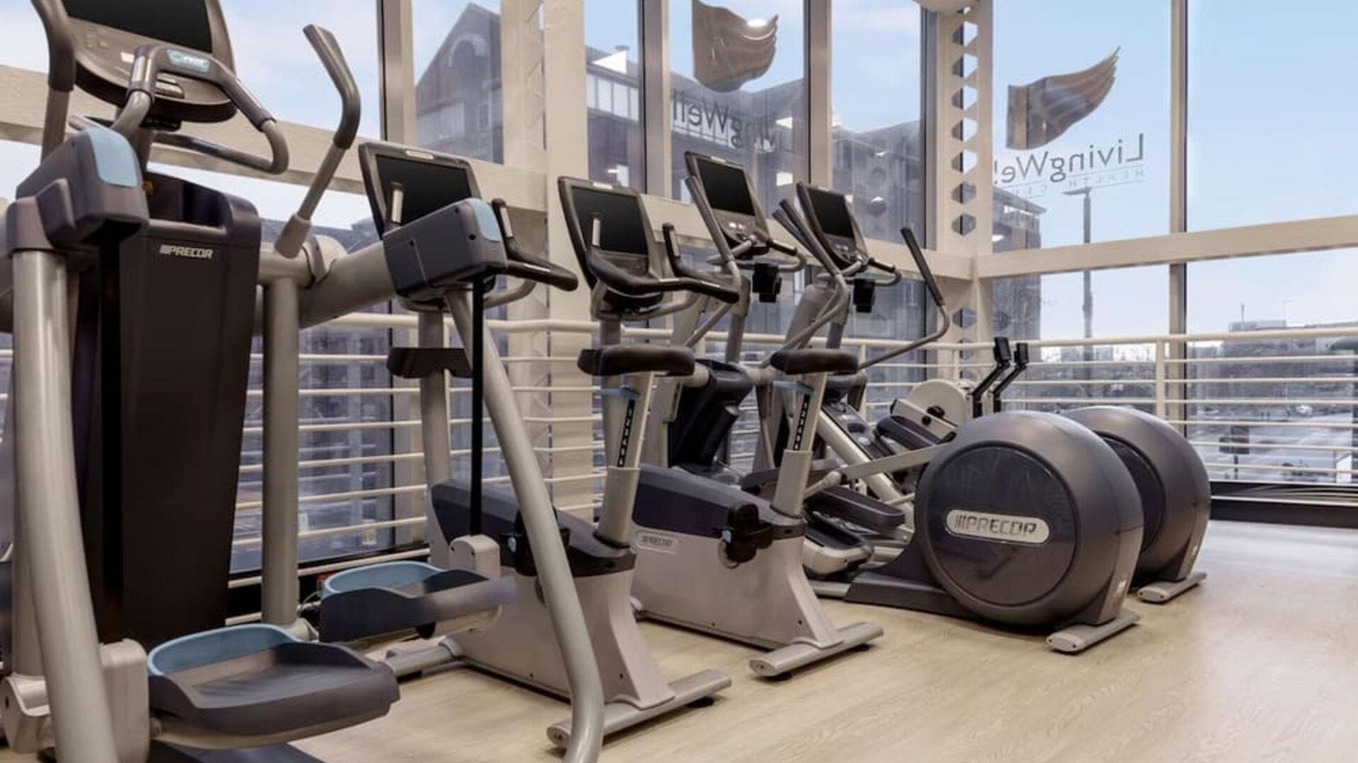 Fitness center at Hilton Leeds City.