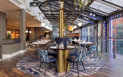 Dining area at Hilton Leeds City.