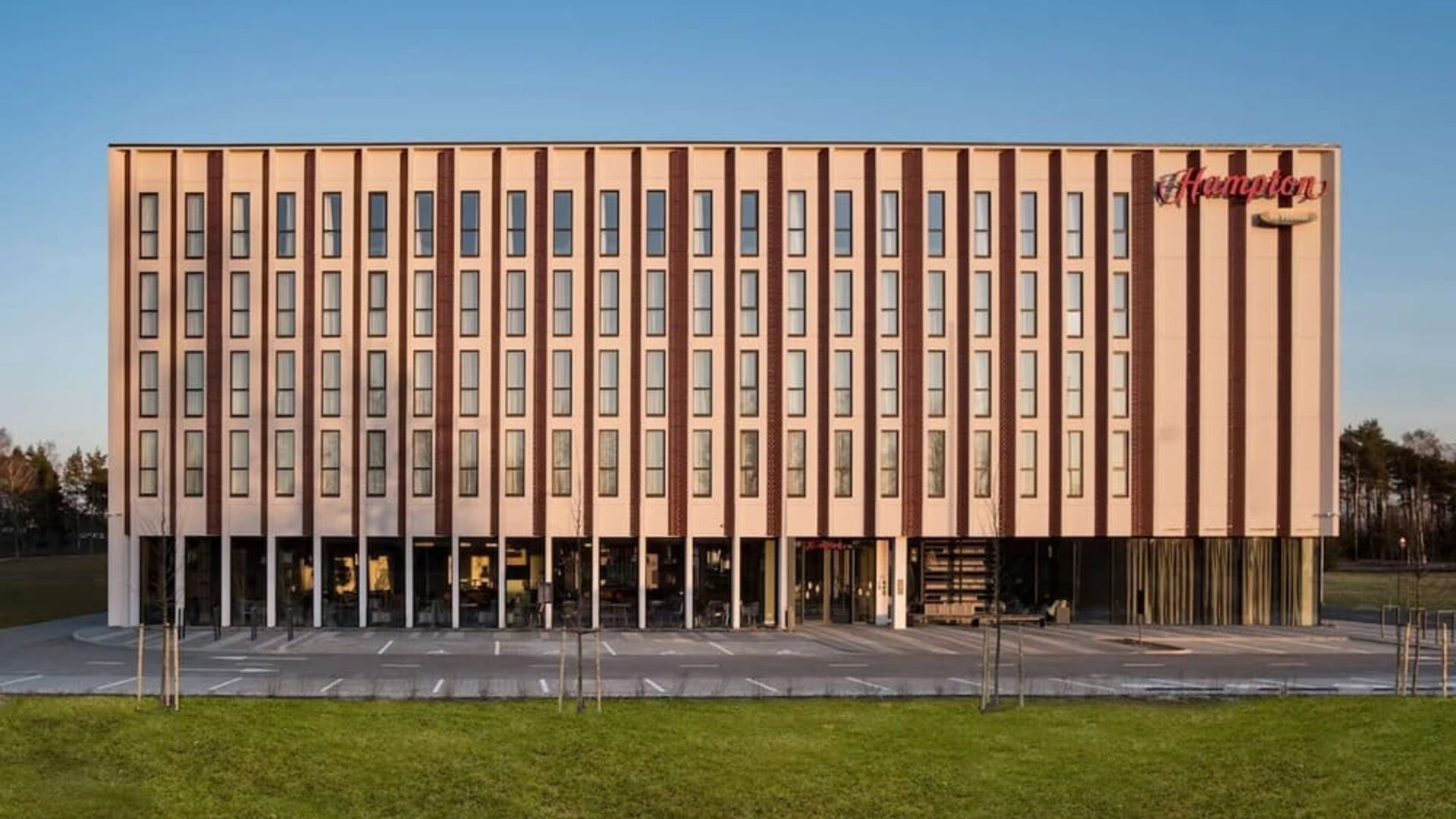 Hotel exterior at Hampton By Hilton Riga Airport.