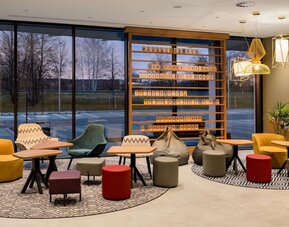 Hotel bar and lounge at Hampton By Hilton Riga Airport.