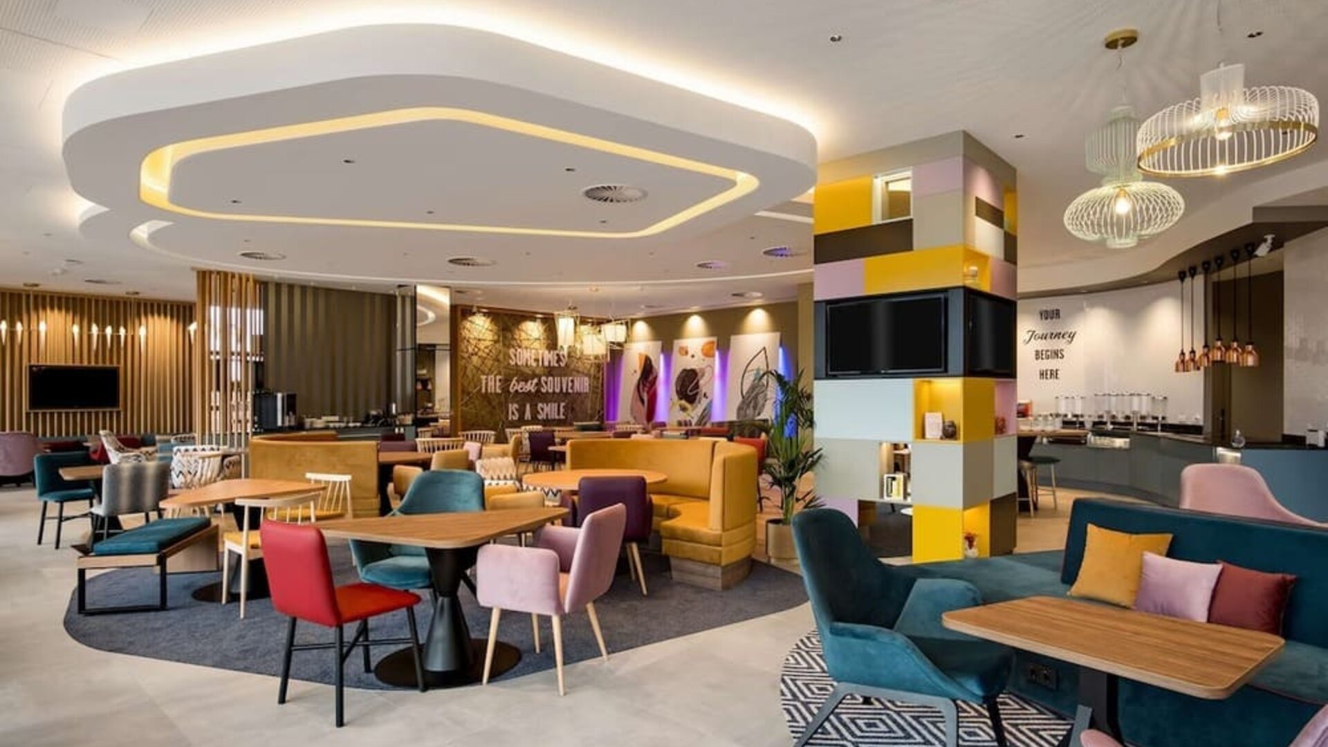 Hotel bar and lounge at Hampton By Hilton Riga Airport.