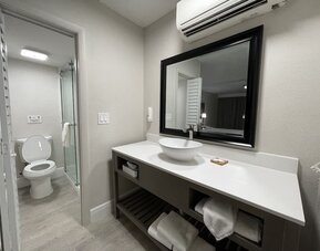 Bathroom at Quality Inn & Suites Hollywood Boulevard.