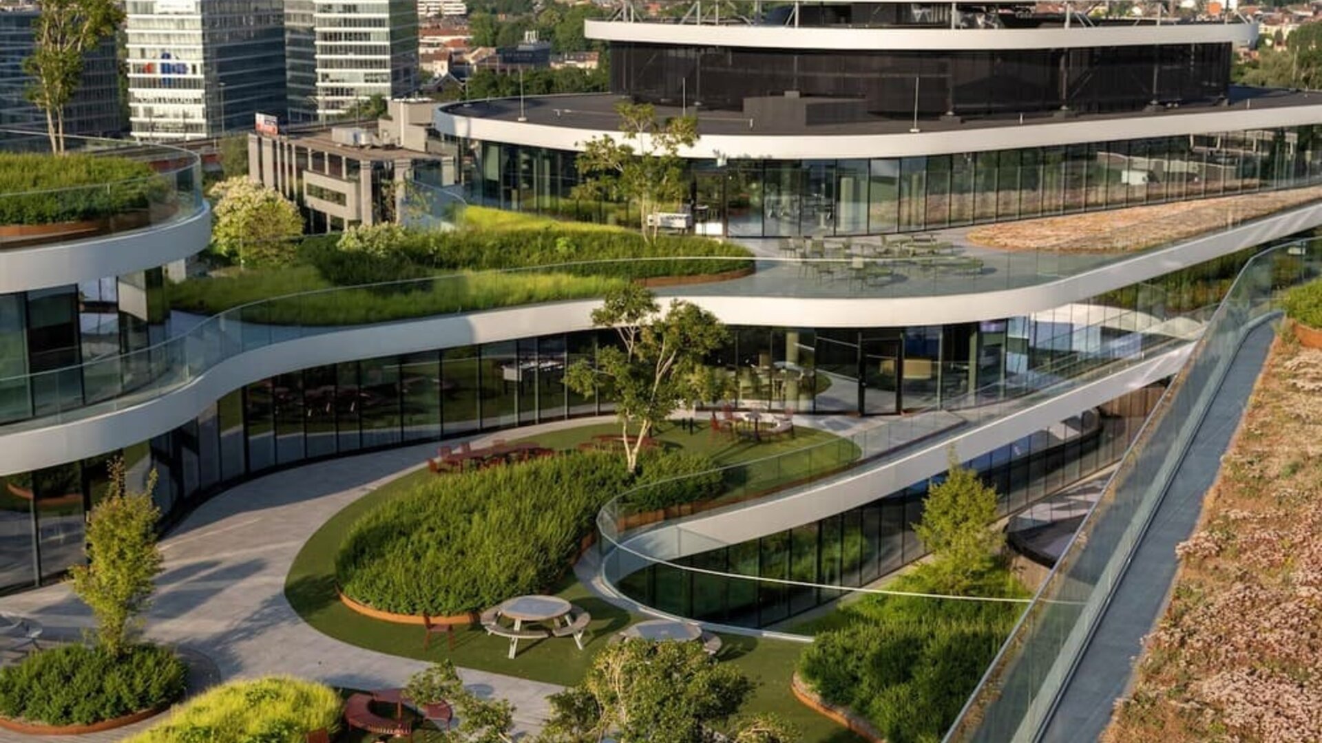 Hotel exterior at Hilton Garden Inn Brussels Airport.