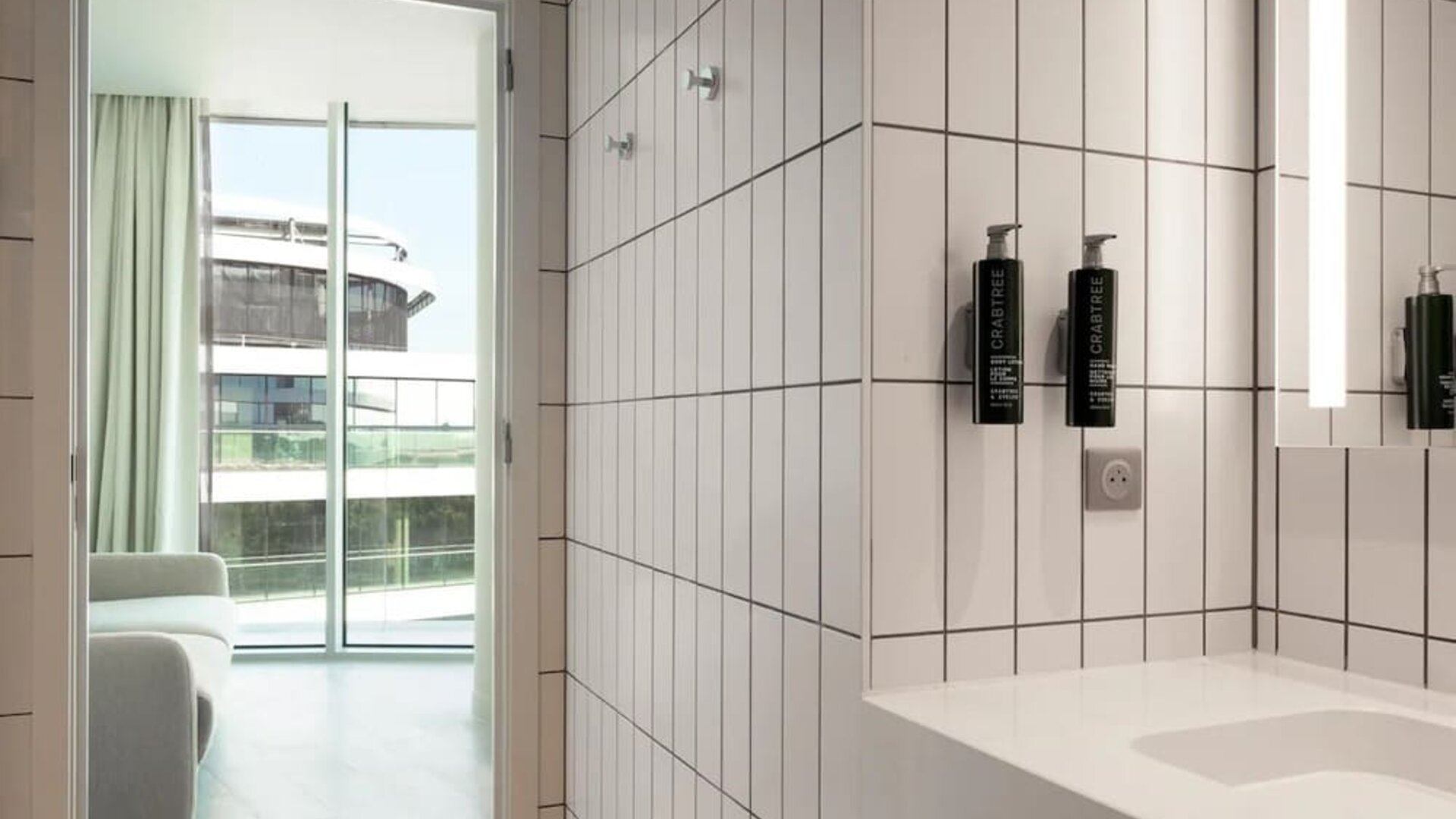 Guest bathroom at Hilton Garden Inn Brussels Airport.