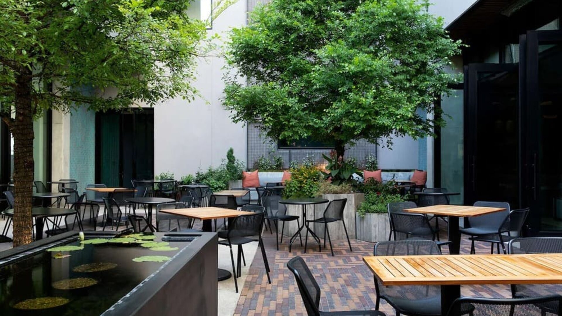 Outdoor dining at Canopy By Hilton Austin Downtown.