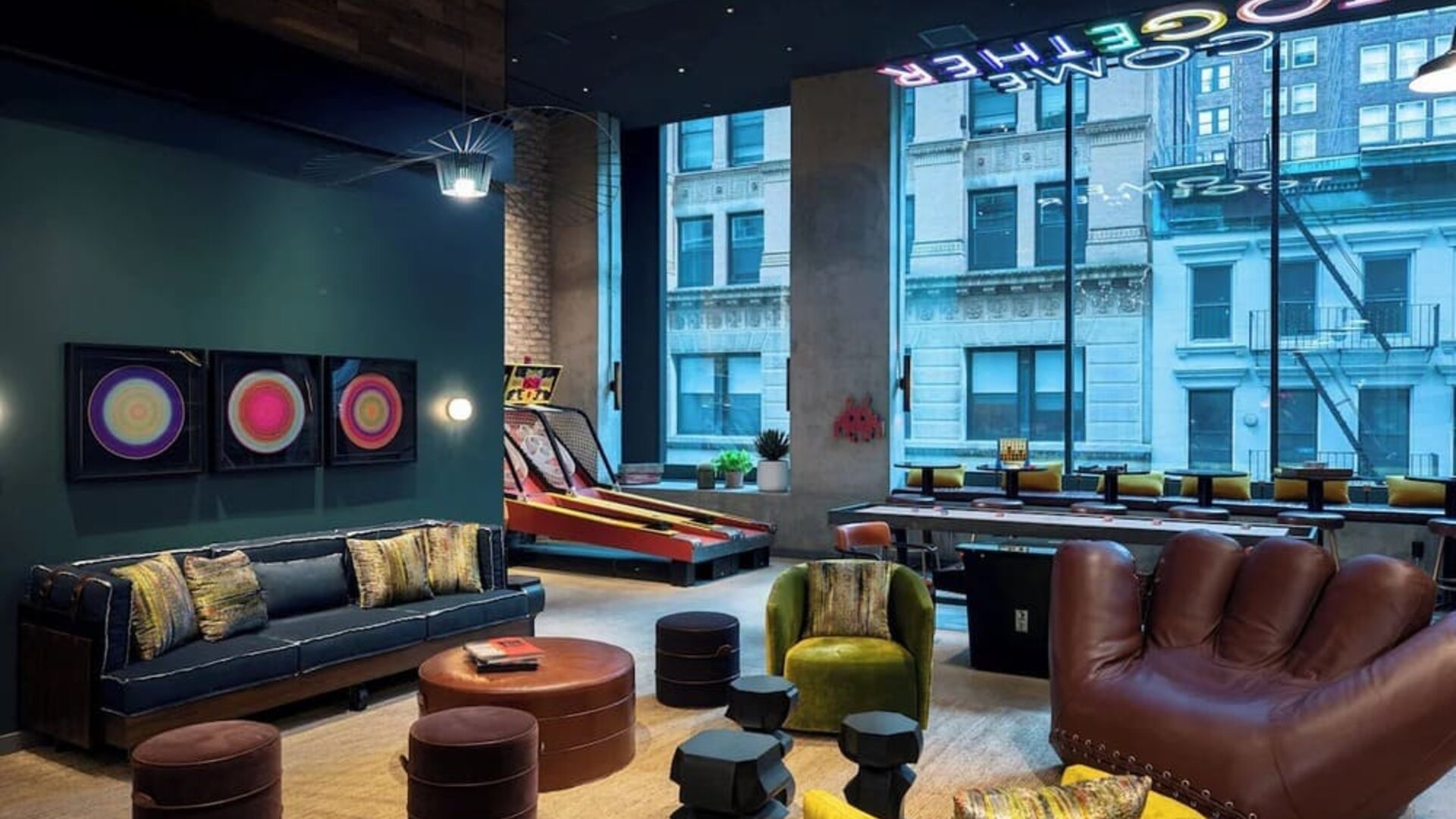 Lobby at Moxy NYC Downtown.