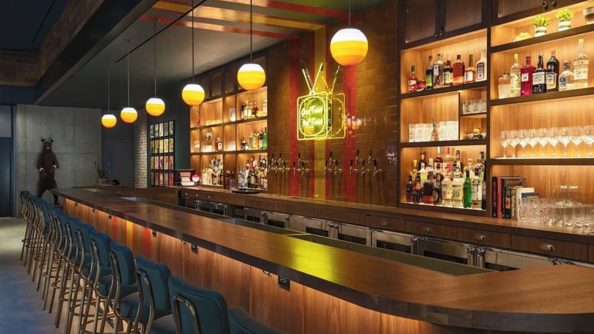 Bar at Moxy NYC Downtown.