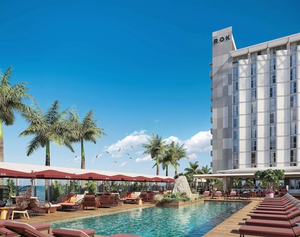 Pool loungers at ROK Hotel Kingston, Tapestry Collection By Hilton.