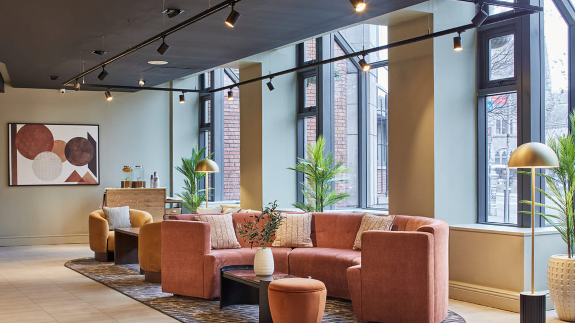 Lobby seating at Leonardo Hotel Dublin Christchurch.