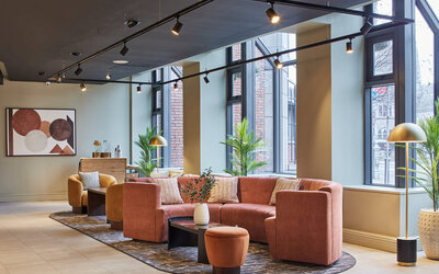 Lobby seating at Leonardo Hotel Dublin Christchurch.