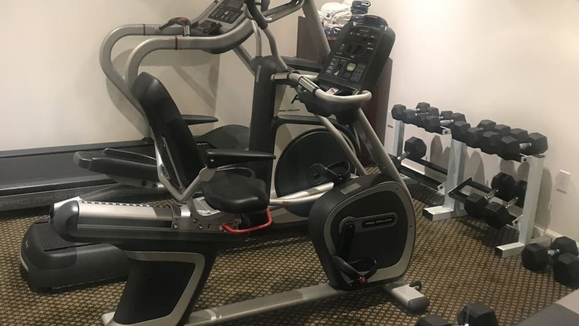 The Madison LES Hotel’s fitness center, with various exercise machinery/equipment.