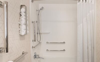 Guest bathroom with shower and tub at Holiday Inn Express New York City - Chelsea.