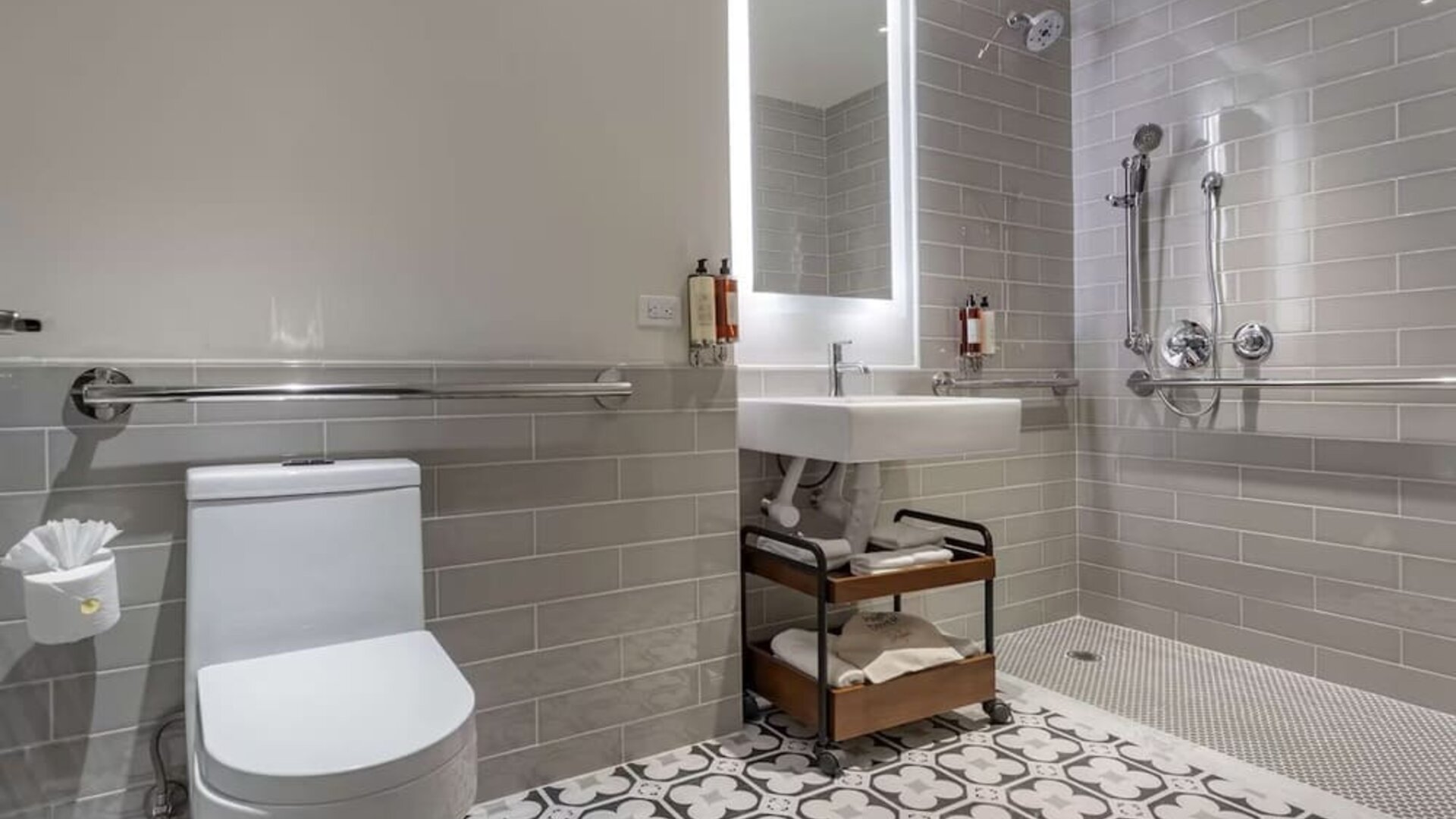 Modern bathroom with plush towels at The Draper Tapestry Collection By Hilton.