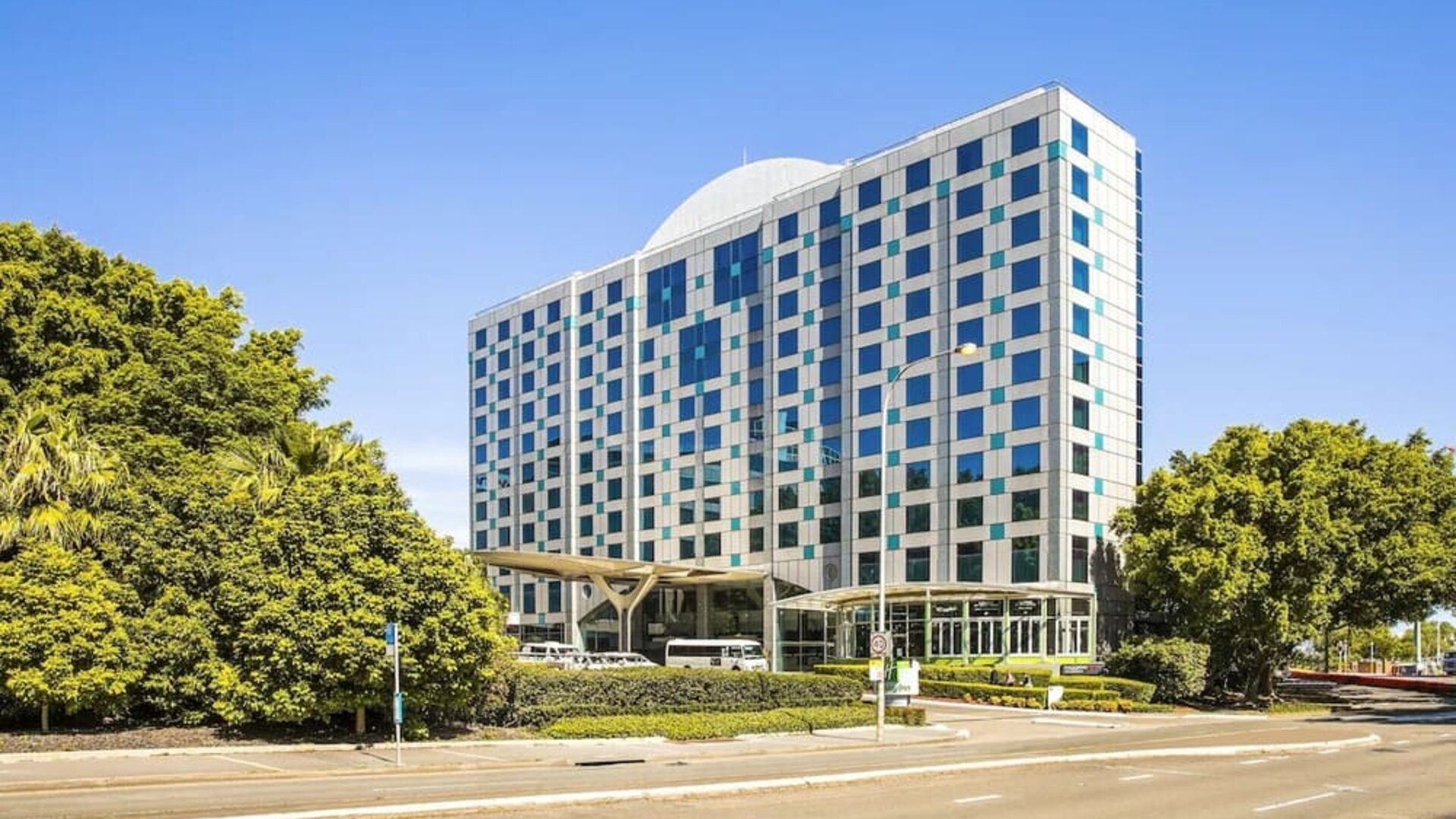 Hotel exterior at Crowne Plaza Sydney Airport.