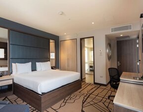 Day use room with work desk at Hilton Garden Inn Bogota Airport.