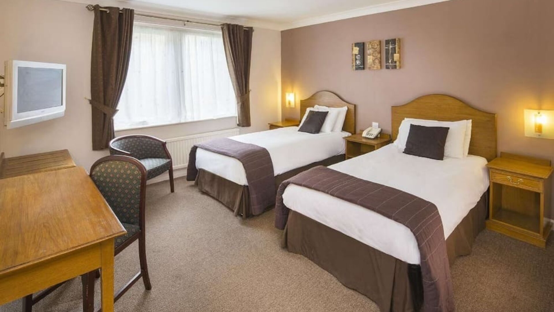 Day room with workspace at The Old Golf House Hotel.