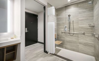 Modern bathroom at DoubleTree Times Square South.