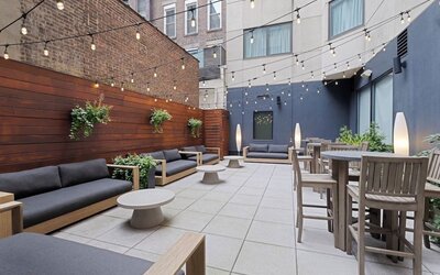 Beautiful exterior with ample seating, perfect for enjoying a New York evening at EVEN Hotel Brooklyn By IHG.