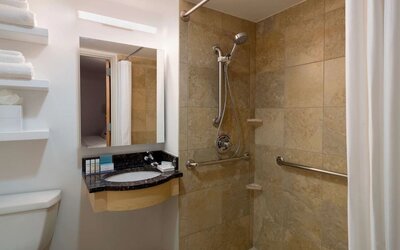 Bathroom at Hampton Inn Times Square South.