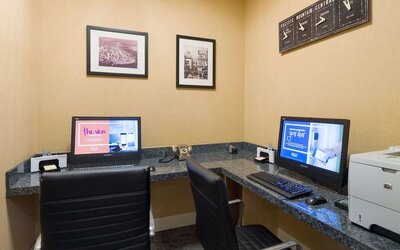 Fully equipped business center at Hampton Inn Times Square South.