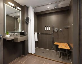 Modern bathroom at M Social Hotel Times Square.