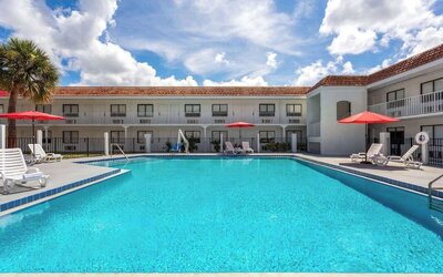 Beautiful outdoor pool at Travelodge by Wyndham Fundamental.