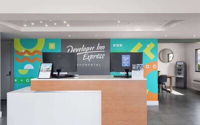 Reception desk at Travelodge By Wyndham Fundamental.
