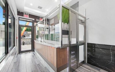 Bright, welcoming reception at Hotel 365 Bronx.