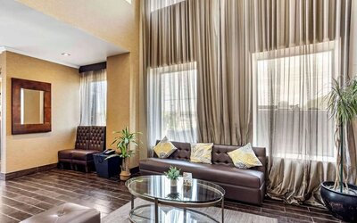 Lobby and coworking lounge at Best Western Plus Newark Airport West.