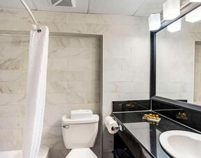 Bathroom with shower at Best Western Plus Newark Airport West.