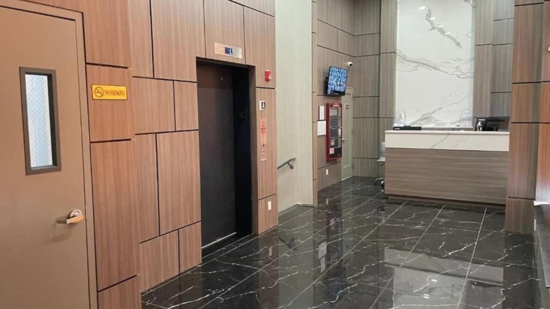 Reception area at King Hotel Brooklyn.