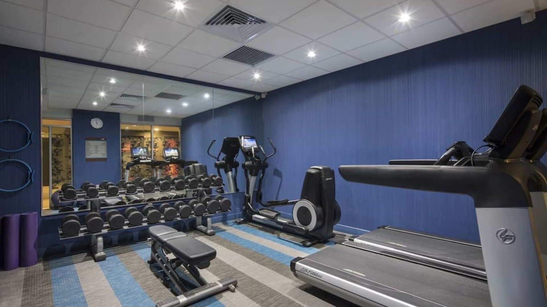 Equipped fitness center at Aloft Manhattan Downtown - Financial District.
