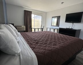 Day room with natural light and king bed at Economy Inn.
