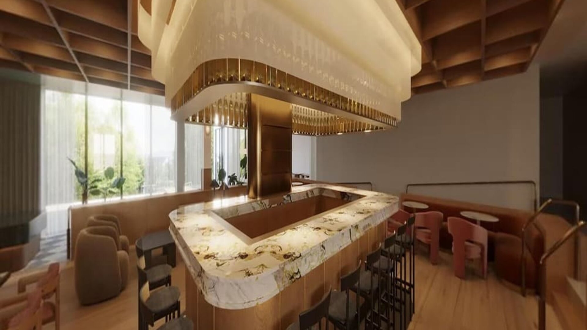 Hotel bar and restaurant at DoubleTree By Hilton Wilkes-Barre.