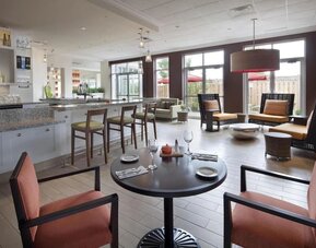 Hotel bar and restaurant at Hilton Garden Inn Montreal Airport.