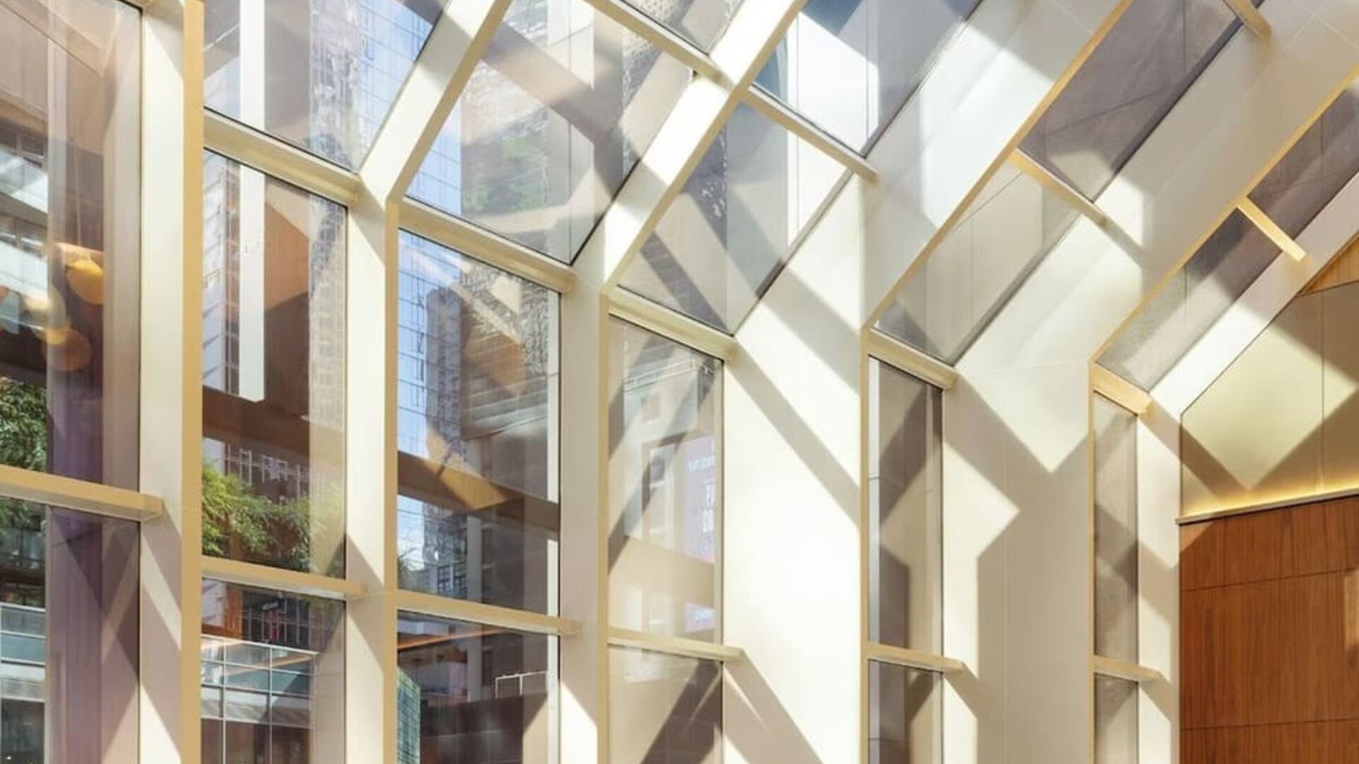 Bright atrium with floor-to-ceiling windows and natural light at Hyatt Regency Times Square.