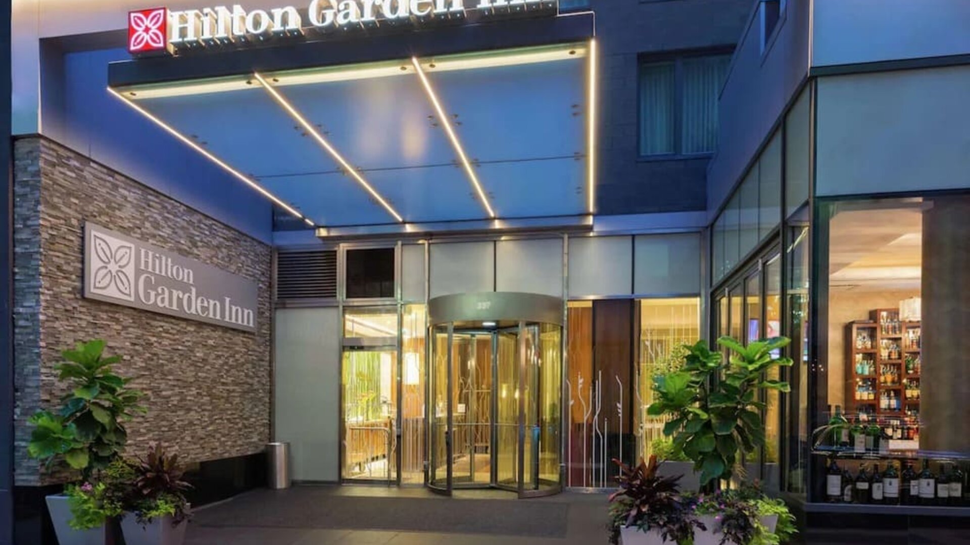 Front entrance view of Hilton Garden Inn New York Central Park South-Midtown West.