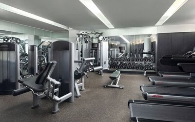 Fully equipped fitness center with cardio and strength-training equipment at Hyatt Union Square New York.