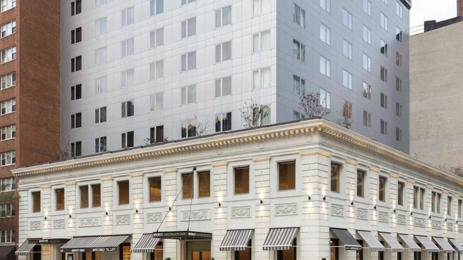 Exterior view of Hyatt Union Square New York featuring historic architecture and contemporary tower design.