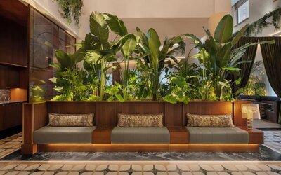 Sophisticated hotel lobby with lounge seating and modern décor at Hyatt Union Square New York.