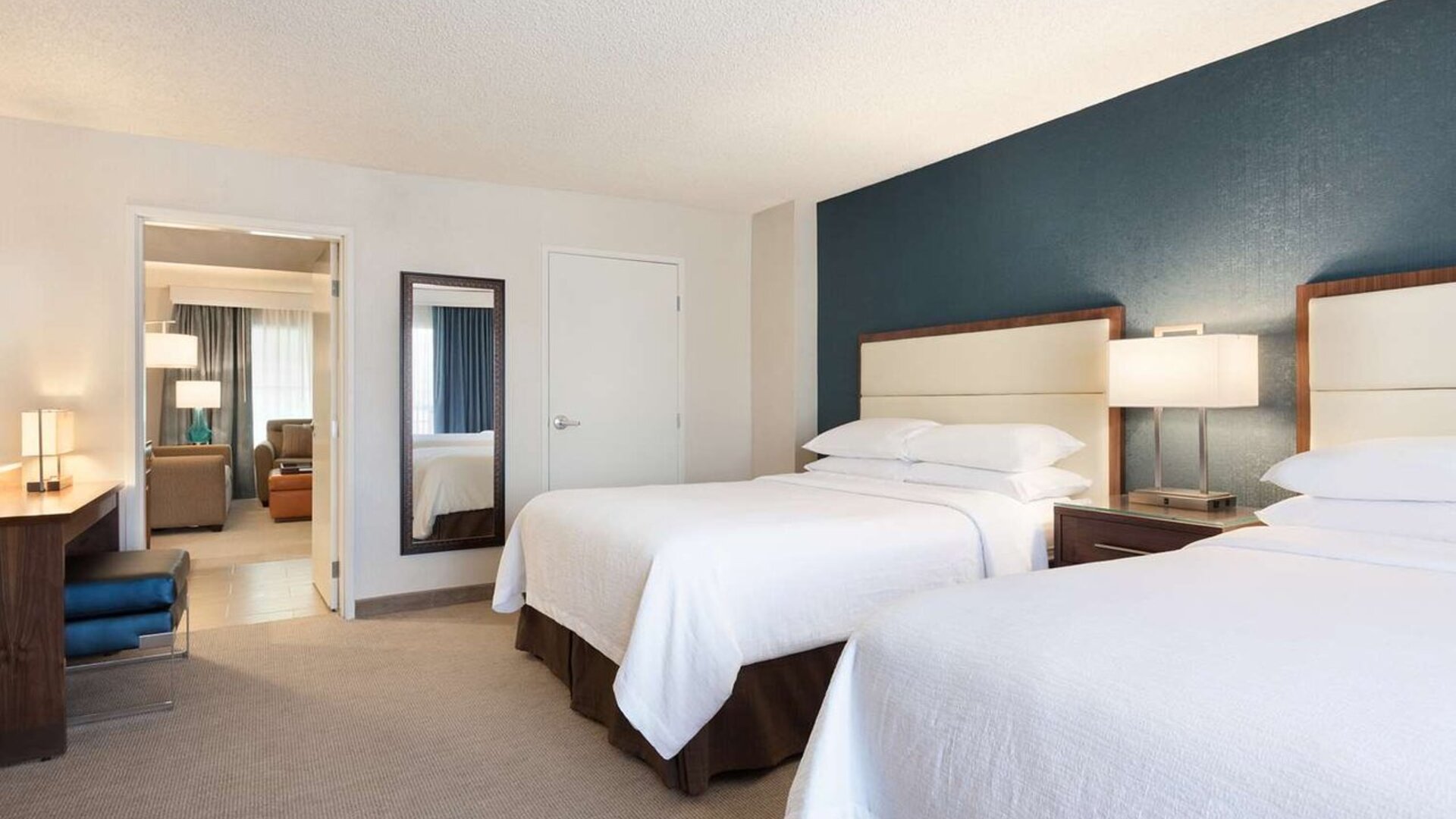 Twin bed available at Embassy Suites By Hilton Brea North Orange County.